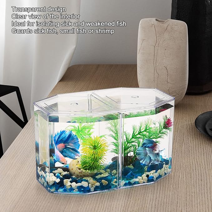 Aquarium Fish Breeder Isolation Box - Multipurpose Transparent Octagonal Acrylic Hatching Incubator for Breeding