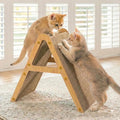 Cat Scratcher Cardboard with Wood Frame, 3-in-1 Vertical & Horizontal Scratching Pad, Reversible Cat Scratch Board, Durable Furniture Protector for Kittens & Small Cats