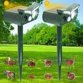 2pcs Solar Ultrasonic Animal Repellent Outdoor,Deer Repellent,Squirrel Repellent,Mouse Repellent,Cat Repellent Outdoor,Devices Motion Detection Waterproof with LED Flash Lights for Yard Farm Garden