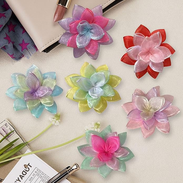 Dog Collar Flowers Accessories, 6 Pack Flower Charms for Dog & Cat Collars, Elastic Slide-On Decorative Flowers for Pet Collars