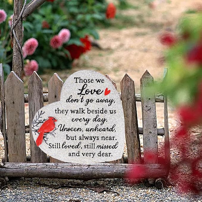 Heart Shaped Memorial Garden Stones, 10 inches Sympathy Garden Stone for Loved One, in Memory of Loved one Gifts, Resin Garden Stepping Stones Outdoor, Memorial Gifts (Grey Heart)