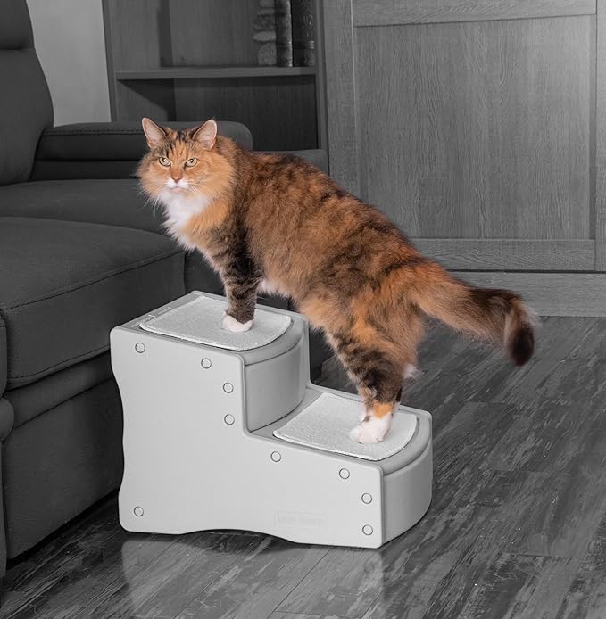 Pet Gear Easy Step II Pet Stairs, 2 Step for Cats/Dogs up to 75-pounds, Portable, Removable Washable Carpet Tread, No Tools Required, Available in 4 Colors