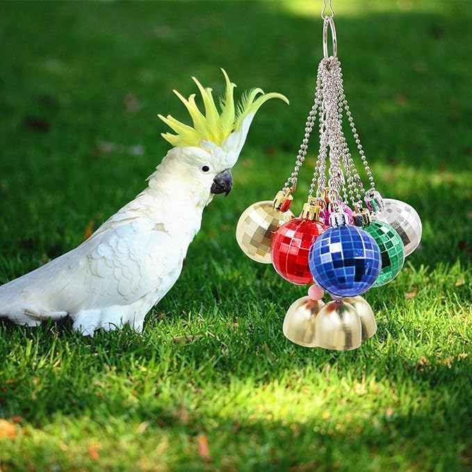 Bird Toys - Parrot Ball With Bells, Colorful Chewing Toys, Cage Accessories for Parakeets, Cockatiels