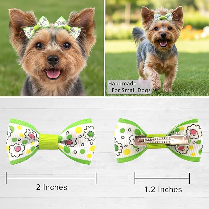 Dog Hair Bows 2 inches Small Puppy Bowknot Clips for Pet Grooming Accessories Doggy 100Pcs (50 Pairs)