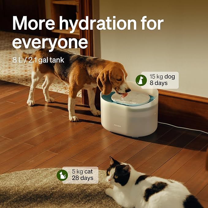 PETLIBRO 2.1Gal/8L Dog Water Fountain for Large Dog, Anti-Splash Dog Water Bowl Dispenser, Super Quiet Pet Water Fountain, 5 Layer Filtration Water Dispenser for Large Dogs Cats and Multi-Pet Homes