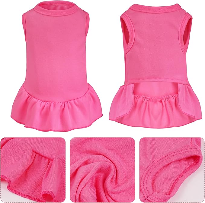 Dog Dresses Cat Skirt Solid Color Dog Clothes Summer Sleeveless Puppy Girl Clothes for Small Pet Dogs Cats (Rose Pink, X-Small)