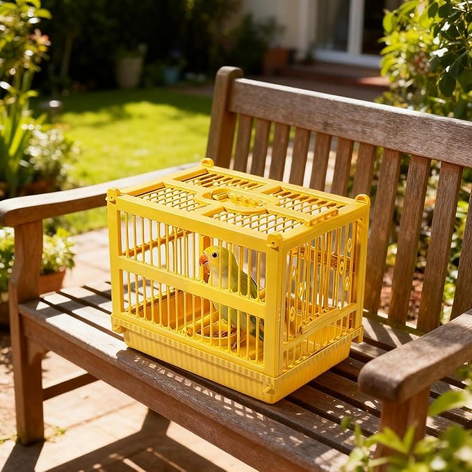 Parrot Travel Cage - Lightweight Small Bird Carrier, Includes Standing Perch, Secure Conure Transport Box, Easy-Clean Indoor Home Crate, Short-Term Vet Visit Unit | for Cockatiel Finch Lovebird