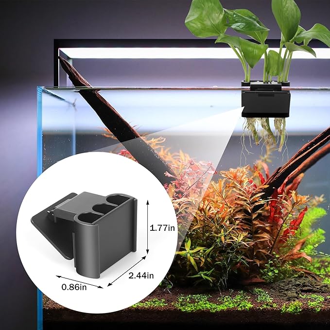 3 Holes Upgraded Aquatic Plant Cup Aquarium Plant Holder for Tank,Aquascape Accessories Decorations- Black 4 Pcs