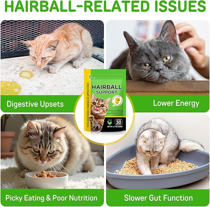 Hairball Control Cat Treats - Hairball Treatment for Cats,Cat Hairball Remedy & Relief for Cats-Cat Hairball Control with Psyllium Seed Husk and Vitamins,Promotes Skin & Coat,Digestive,Urinary Health