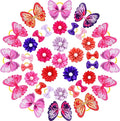 Janinka 36 Pieces Dog Hair Bows with Rubber Bands Easter Butterfly Bows for Small Size Dog Girl Flower Pearls Elastic Hair Ties Bands for Pets Puppy Cats Grooming Accessories(Vibriant Color)