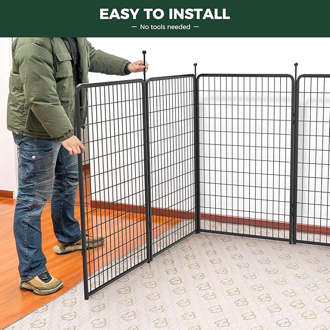 FXW Rollick Unleashed Dog Playpen for Indoor, Yard, RV Camping, 50 inch 16 Panels for Large Dogs, Black│Patented