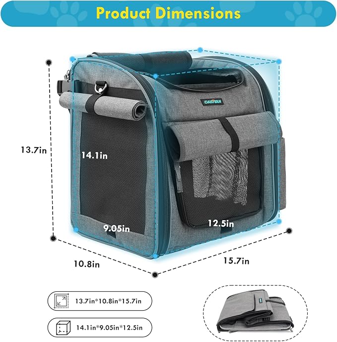 Dog Front Bike Basket 4-in-1 Pet Carrier Backpack & Car Seat, 22lbs Load, Stable L-Shaped Mount for E-Bikes (Display <3.15"), Reflective Waterproof Folding Bicycle Bag for Small Medium Dogs