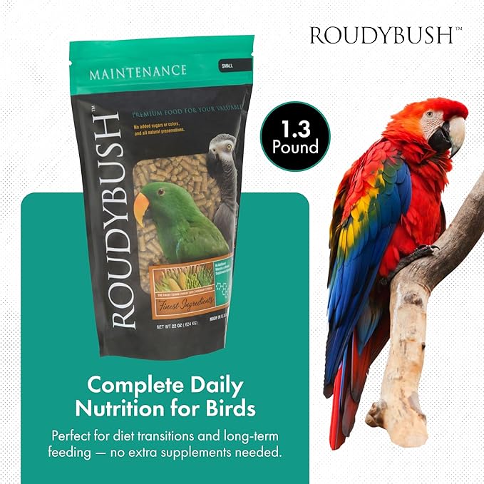 RoudyBush Daily Maintenance Food for Birds - Scientifically Formulated Bird Feed - Bird Food Pellets w/Corn, Wheat, Soy & More - Nutritious & Healthy Feed for Birds (Small, 22oz)