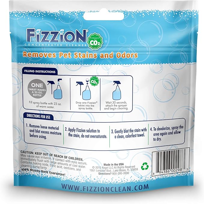Fizzion Pet Stain and Odor Remover (6 Tablets, Original)