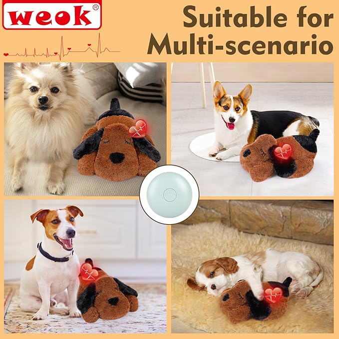 Heartbeat Puppy for Dogs, Helps for Anxiety Relief and Calming, Stuffed Animal Anxiety Calming Behavioral Puppy Heartbeat Toy Sleep aid for Cats Pets（for Small Breeds）
