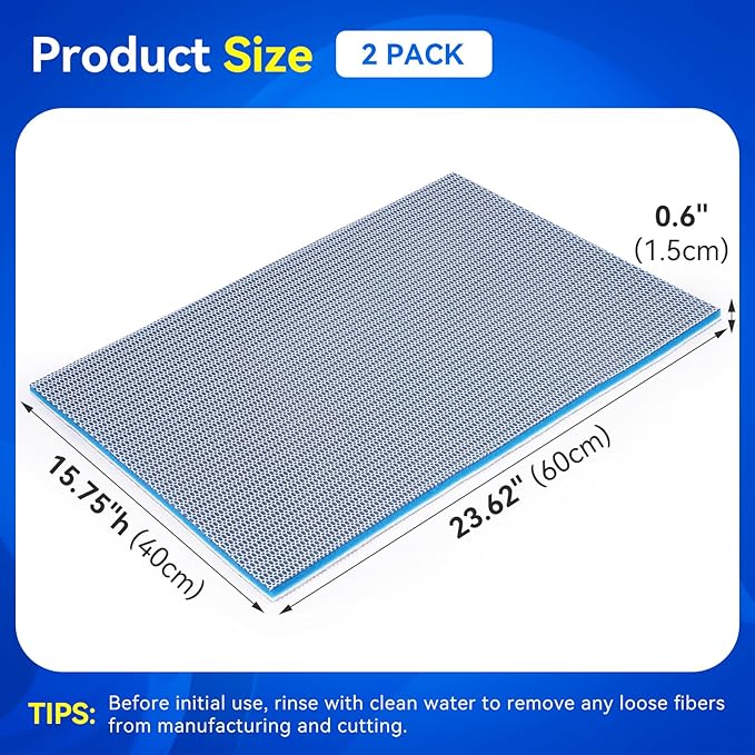 Borlech 8-Layer Fast-Acting Aquarium Filter Pad - Cut-to-Size Aquarium Floss Media for Fish Tank, Pond, Sump - Fast Water Polishing in Hours (23.62"x15.75"x0.6", 2 Pack)