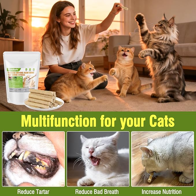 Freezed Drying Cat Chew Sticks Pigeon Flavor, Cat Teething Sticks for Teeth Cleaning Dental Care, Cats Chew Toys for Fresh Breath