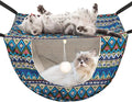 JSPYFITS Cat Cage Hammock with Ball,Double Layer Hanging Adjustable Soft Pet Bed Suit for Kitten Ferret Puppy Rabbit or Small Pets, 2 Level Indoor Pet Bad for All Season(Ethnic Style)
