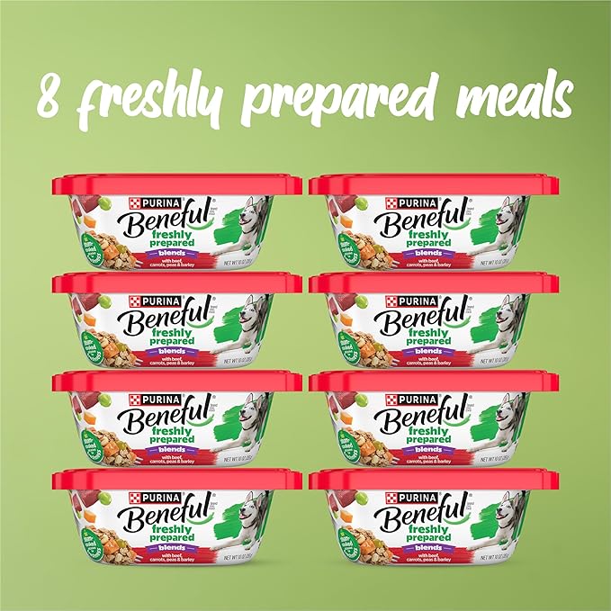 Purina Beneful Freshly Prepared Blends Wet Dog Food With Beef, Carrots, Peas, and Barley - (Pack of 8) 10 oz. Tubs