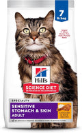Hill's Science Diet Adult 1-6 Sensitive Stomach & Skin Dry Cat Food, Chicken & Rice, 7 lb. Bag (Updated Formula)
