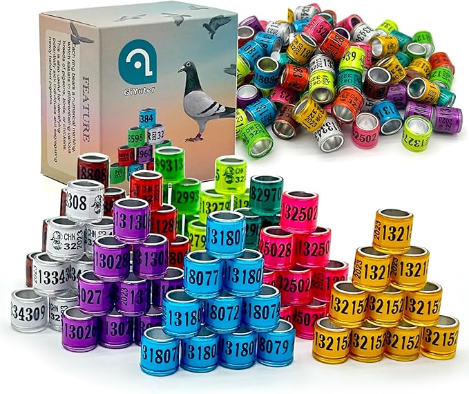 100Pcs 2026 Aluminium Pigeon Leg Rings | Dove Identify Band | Multicolor Training Birds Foot Ring