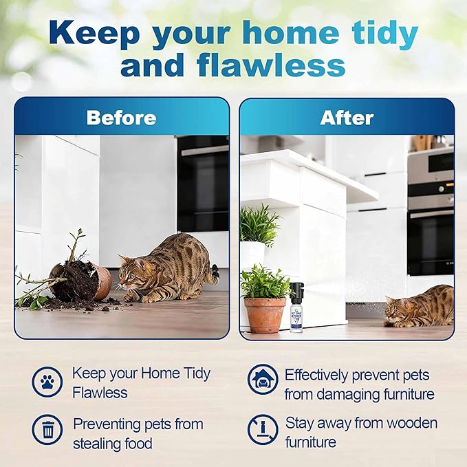 Cat Deterrent Spray Refill, Pet Spray Deterrent System, Motion Activated Cat System, Cat & Dog Odorless & Indoor, Up to 3 Feet Away, Pet Deterrent Spray Refill 3 Pack 11.67Oz