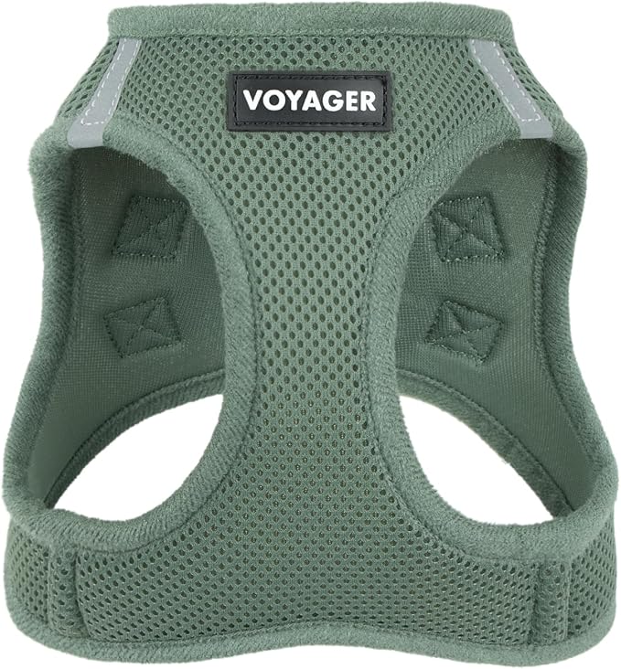 Best Pet Supplies Voyager Step-in Air Harness - All Weather Mesh, Reflective, No Pull Harness for Dogs, Cats - Secure with Hook & Loop Fastener, Buckle, Double D-Rings - Moss Green, XXS