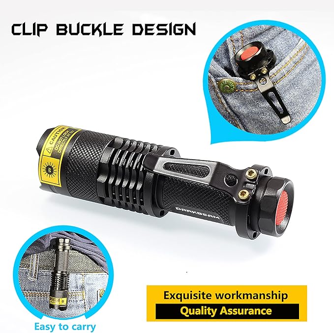 DARKBEAM UV 365nm and 395nm Flashlight Light Wood's Lamp Blacklight Ultraviolet LED Portable Mini Handheld Torch Detector for Dog Urine Pet Stains Anti-counterfeiting Identification Resin Curing