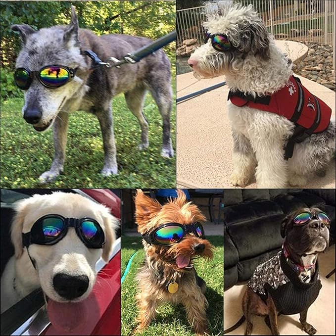 Dog Goggles Dog Sunglasses Adjustable Strap for Waterproof Windproof UV Protection Sunglasses for Pet, for Go Out Travel Skiing Swim (Pink)