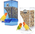 kathson No-Mess Bird Cage Feeder Automatic Parrot Feeders Seeds Container Acrylic Finch Foraging Feeders Parakeet Food Dispenser Cage Accessories for Small Birds Canary Budgie Lovebirds