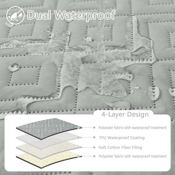 hyha Waterproof Dog Blanket, Soft Dog Bed Cover Pet Blankets, Waterproof Sofa Couch Cover for Dogs Washable, Reversible Pet Couch Covers for Sofa Furniture (82x102 Inch, Grey/Beige)