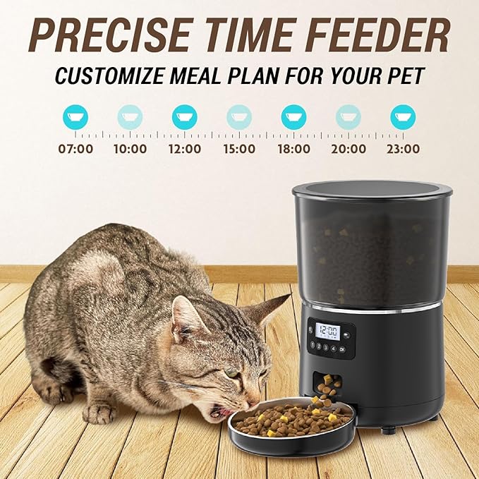 Automatic Cat Feeder Timed Food Dispenser for Cat Pet | Patented Anti-Cockroach Design Easy Clean