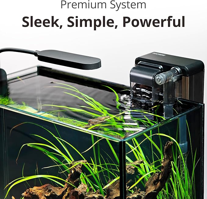 NICREW Nano Nature Aquarium Kit, 2.5 Gallon, Basic Version & NICREW Slim Aquarium Filter Cartridges (12 pcs) with Intake Sponges (4 pcs)