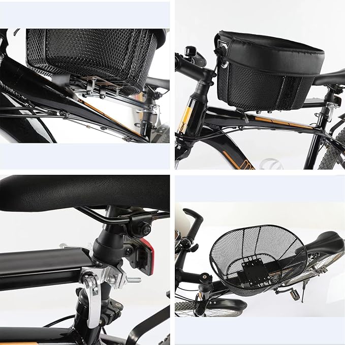 Bikes Pet Basket - Detachable Bicycles Carrier, Waterproof Foldable Pet Basket | Multipurpose Cycling Basket Small Pets, Removable Dog Carrier with Mesh Cover, Secure Bikes Bag for Shopping, Camping