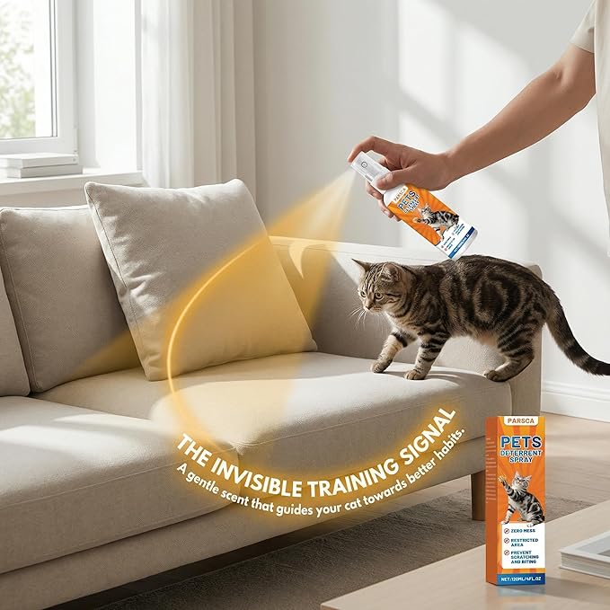 Cat Repellent Spray, Cat Deterrent Spray - Indoor & Outdoor Training Safe, Protect Furniture, Sofas, Rugs, Restricted Areas-for Behavior, Natural, Effective 120 ML/4FL.OZ