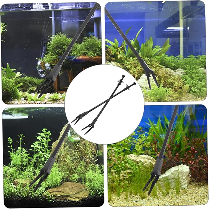 2pcs Aquatic Plant Tweezers Fish Tank Cleaning Tongs for Easy Maintenance Water Plants Tool Non-damaging Design for Aquariums