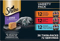 Sheba Perfect Portions Wet Cat Food Pate, Savory Chicken, Tender Beef, Tender Whitefish & Tuna Entree, Cat Food Wet Recipe Variety Pack, 2.6 oz. Twin-Pack Trays (36 Count, 72 Servings)