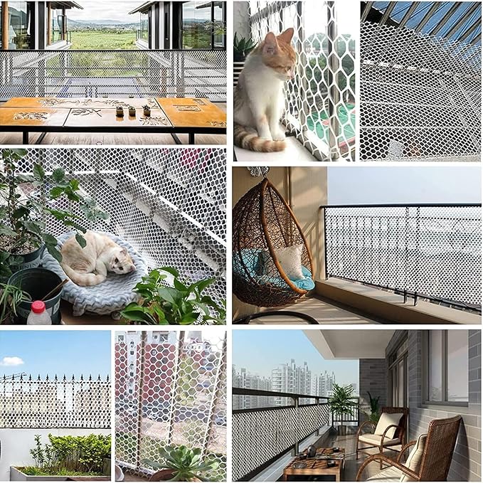 Cat Safety Net, Cat Balcony Nets, Pet Anti-fall Protection Netting Indoor Cat Window Guard, Polyethylene Plastic Fencing, Pet Safety Mesh Guard for Windows (Color : Mesh 1.2cm, Size : 0.5m x 4m)