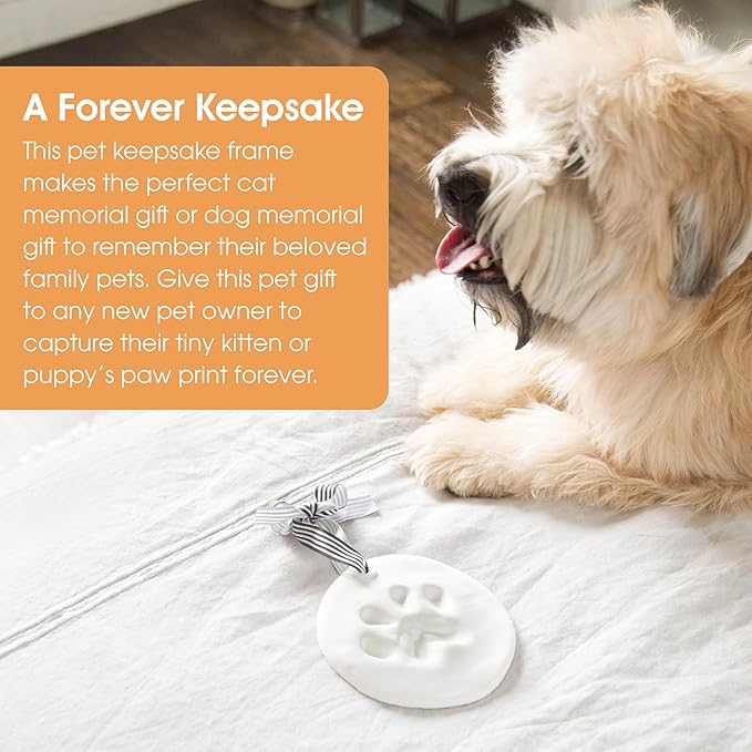 Pearhead Pet Paw Print Keepsake Ornament Kit,Memorial Clay Paw Impression for Dogs & Cats,DIY Hanging Pet Memorial with Ribbons,Pet-Keepsake Gift,(Pack of 2)
