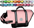 VIVAGLORY Rip Stop Dog Life Vest, Swimming Vest with Handle, Buoyancy for Doggy Puppy, Dog Life Jacket for Swimming & Boating, XL, Sakura Pink
