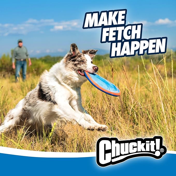 Chuckit! Paraflight Flying Disc Dog Toy - Water Floating Flyer - Durable Nylon Construction with Soft Rubber Edges - for Small and Medium Dogs - Size Small - 6.75" L x 6.75" W (Pack of 2)