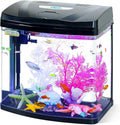 7 Gallon Glass Aquarium Starter Kit with Flip-Top Feeding Port for Betta Fish: Crystal Clear 360° Viewing, Eco-Cycle Filtration, Air Pump, and LED Lighting