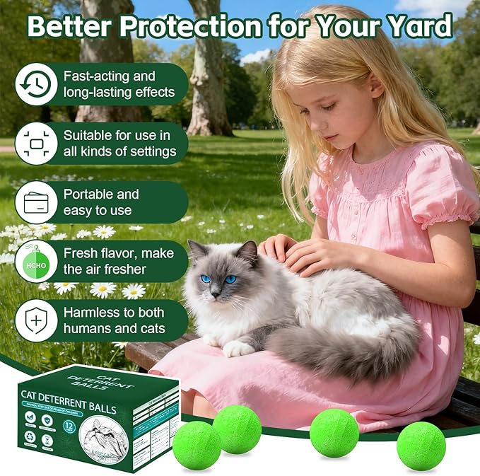 Cat Repellent Outdoor to Keep Cats Away (12Pack) Natural Peppermint Oil Cat Deterrent Outdoor and Indoor (Green)