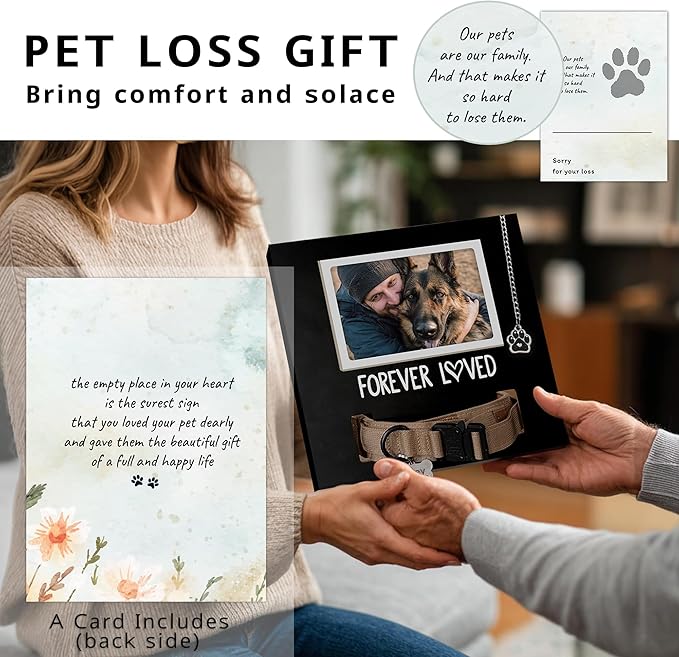 MYPAWLETS Dog/Cat Collar Memorial Frame with Paw Print Charm,Pet Loss Sympathy Gift,Pets Memorial Gift for Loss of Dog,Forever Loved Pet Keepsake Frame,Dogs Passing Away Gifts