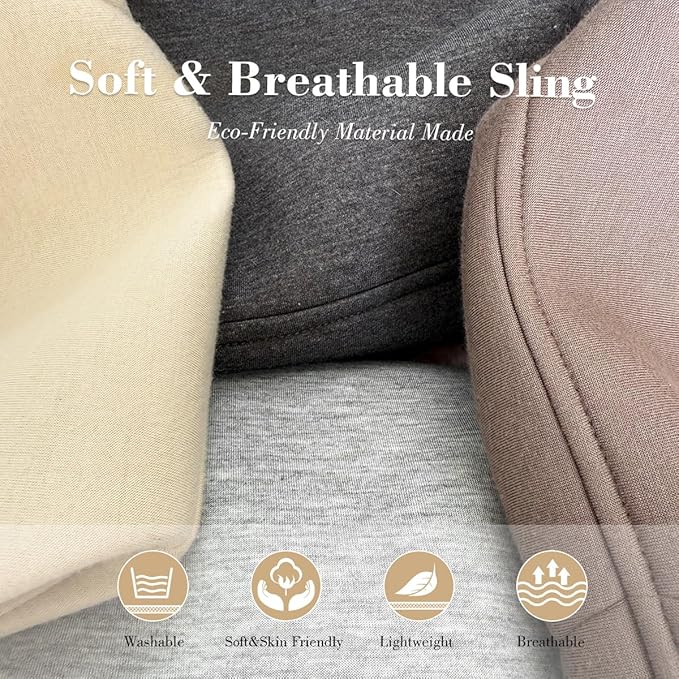 Dog Sling Carrier for Small Dogs up to 15 lbs - Hands Free Puppy Sling (Size M) - Ergonomic Padded Strap & Safety Hook Based on Owner's Bust, Light Gray