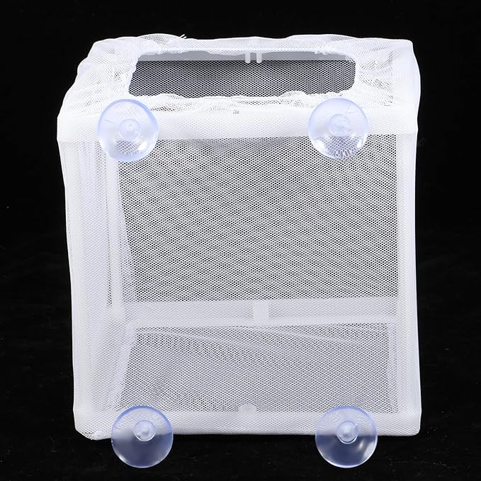 2 Pack Fish Incubator Mesh Box Aquarium, 6.3" x 5.51" x 5.91" Breeder Box for Fish Tank White Nylon Mesh Fishes Breeder Boxes for Aquarium Juvenile Fishes Separation Net Fry Hatchery with Suction Cups