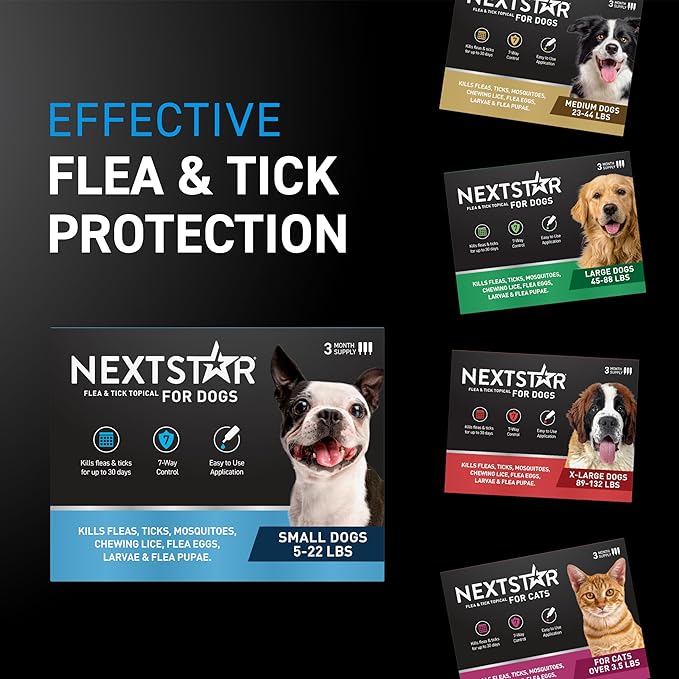 NEXTSTAR Flea and Tick Prevention for Dogs, Repellent & Control, Fast Acting Waterproof Topical Drops, Flea and Tick Prevention for Small Dogs, 1 Monthly Dose
