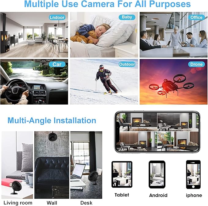 4K Security Cam with Night Vision and Built-in Battery Camera, Home/Office Camera Wireless Technology for Phone App Monitor GTYT