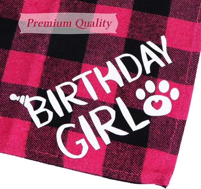 STMK Cat Birthday Decorations, Cat Birthday Hat with Numbers Bandana Bow Tie Collar for Cats Kittens Birthday Outfits (Pink)