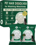 Pet Hair Dissolver for Washing Machine - Dog & Cat Hair Remover, 96.7% Hair Dissolution, Stain/Hair Remover for Laundry, 2 Sachets, HE/Top/Front-Load Compatible, Removes Residue & Odors, Septic Safe